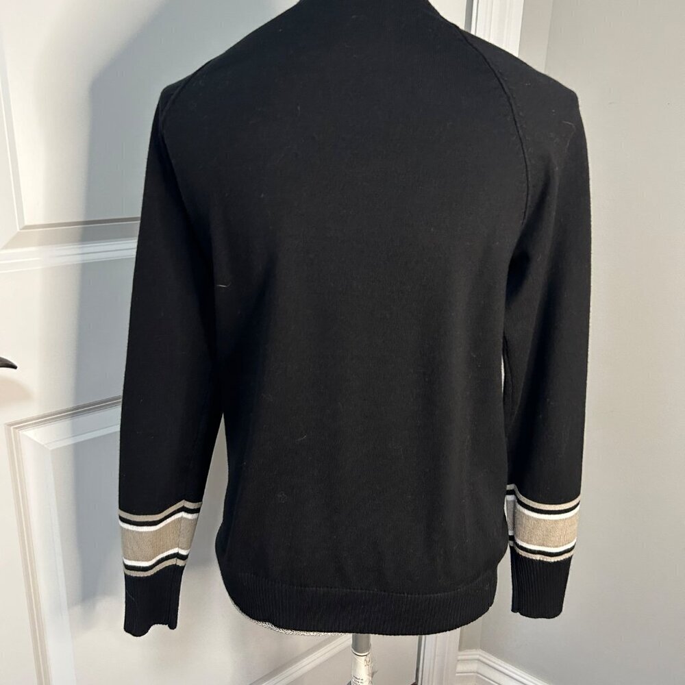 MK Black Sweater w Gray & White on Sleeves Size M NWOT - Picture 2 of 2